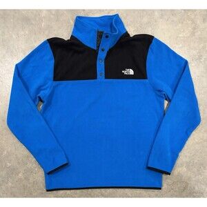 The North Face Fleece Blue Henley Snap Sweater Mens Medium Pullover